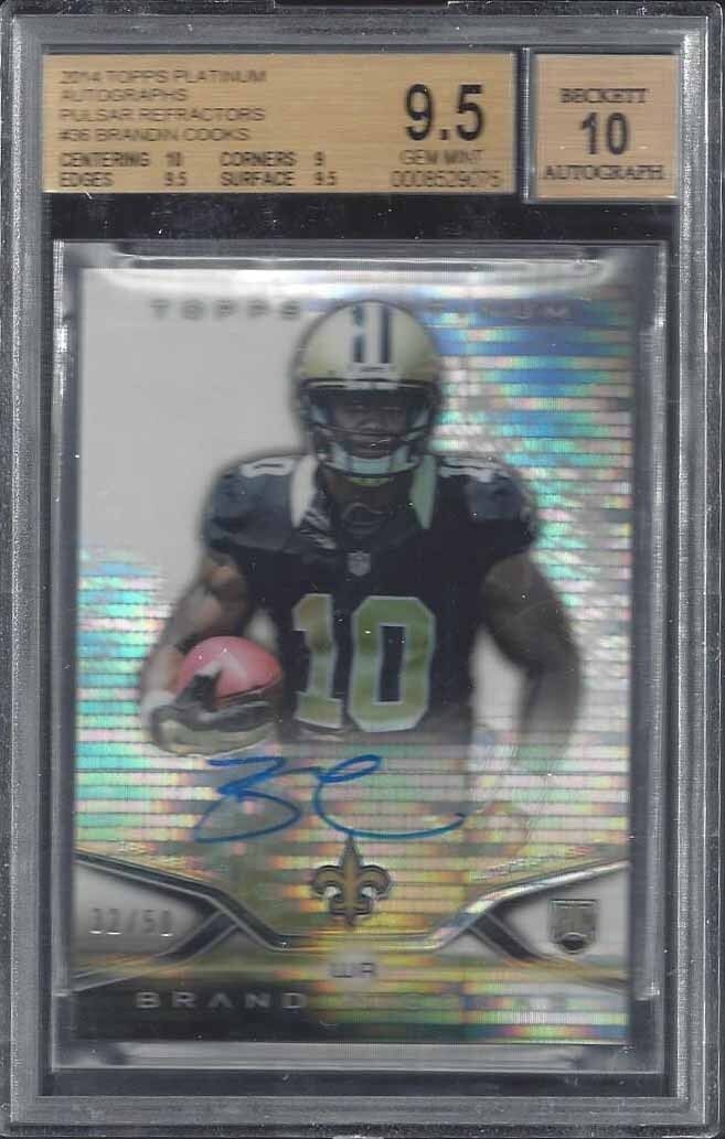 BRANDIN COOKS 2014 TOPPS PLATINUM PULSAR REFRACTOR AUTO RC /50 BGS 9.5 10 POP 1