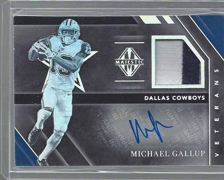 MICHAEL GALLUP 2019 MAJESTIC VETERANS 2 COLOR COWBOYS PATCH AUTO #D 10/10