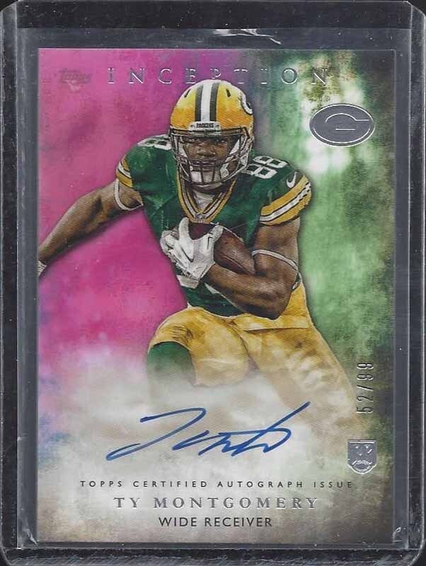 TY MONTGOMERY 2015 TOPPS INCEPTION PINK PACKERS ON CARD AUTO RC #D 52/99