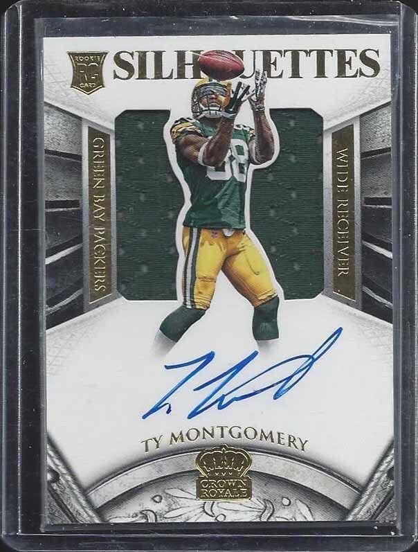 TY MONTGOMERY 2015 CROWN ROYALE GOLD SILHOUETTE JERSEY ON CARD AUTO RC #D 43/49