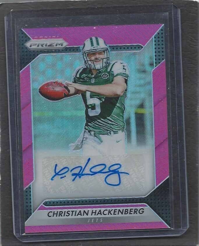 CHRISTIAN HACKENBERG 2016 PANINI PRIZM PINK PRIZM NEW YORK JETS AUTO RC