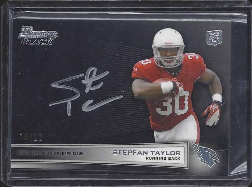 STEPFAN TAYLOR 2013 BOWMAN BLACK SILVER INK ON CARD ROOKIE AUTO RC #D 10/10