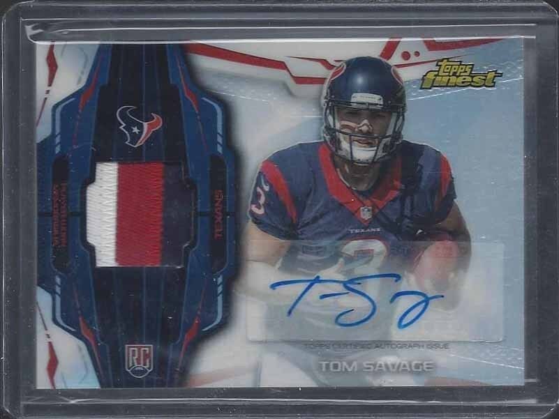 TOM SAVAGE 2014 FINEST RPA REFRACTOR 3 COLOR TEXANS ROOKIE PATCH AUTO RC