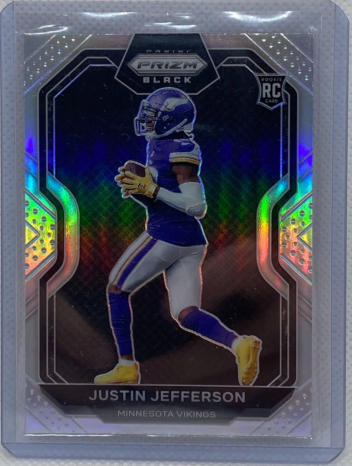 JUSTIN JEFFERSON 2020 PANINI CHRONICLES PRIZM BLACK SILVER PRIZMS RC #PB-9