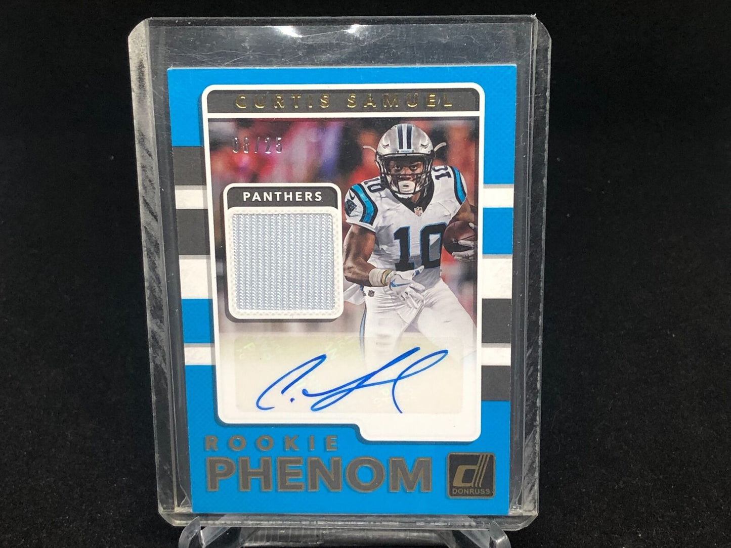 CURTIS SAMUEL 2017 DONRUSS ROOKIE PHENOM GOLD PATCH AUTO RC #D 8/25