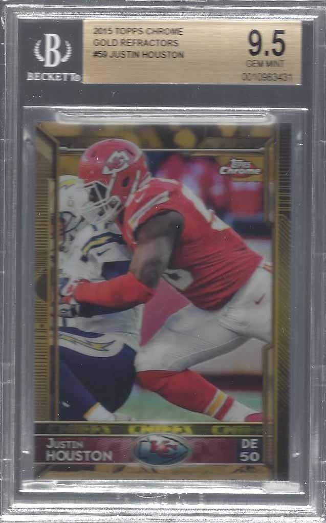JUSTIN HOUSTON 2015 TOPPS CHROME GOLD REFRACTOR #D 43/50 BGS 9.5 GEM MT POP 1/1