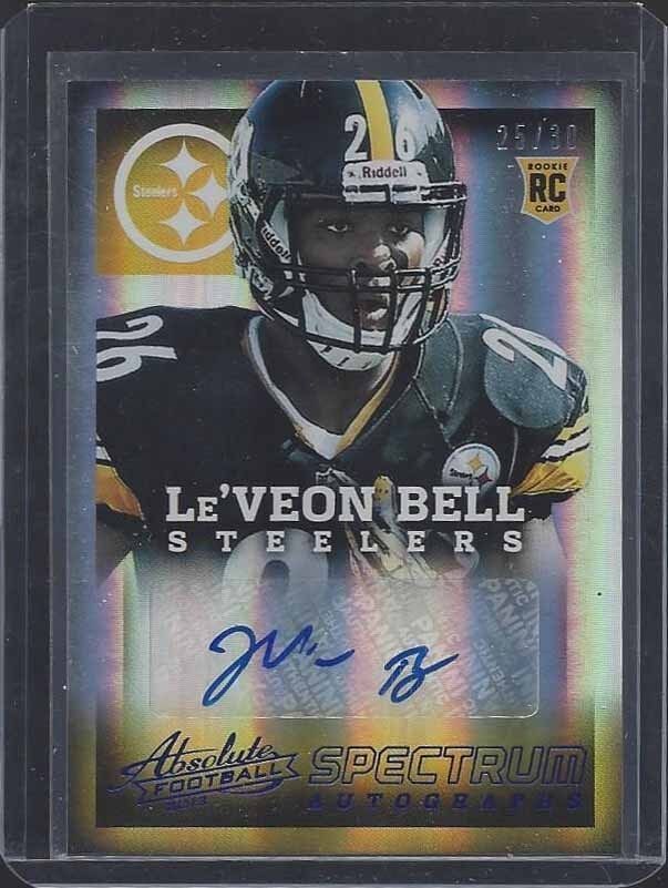 LE'VEON BELL 2013 ABSOLUTE SPECTRUM BLUE STEELERS ROOKIE AUTO RC #D 25/30