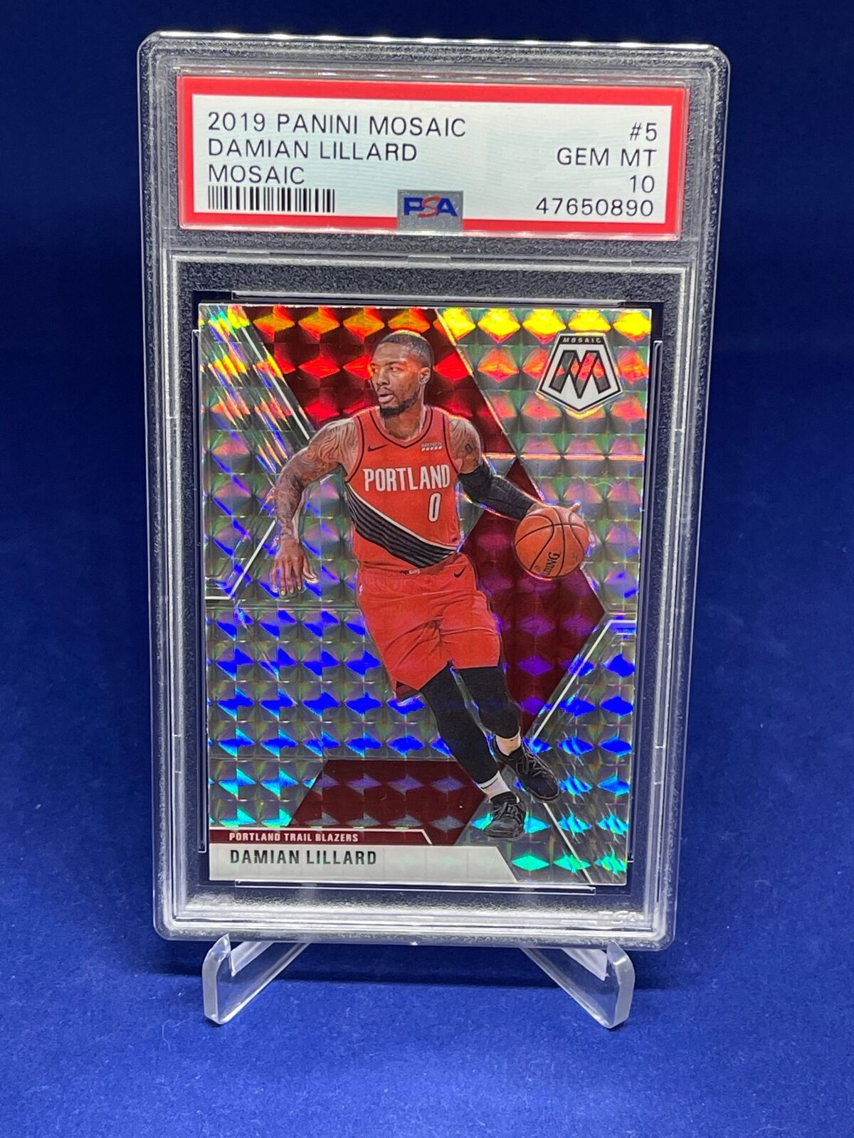 DAMIAN LILLARD 2019-20 PANINI MOSAIC WAVE PRIZM #5 PSA 10 GEM MINT