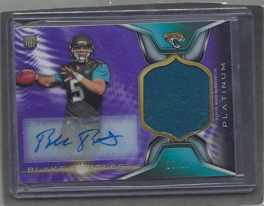 BLAKE BORTLES 2014 TOPPS PLATINUM PURPLE REFRACTOR RPA PATCH AUTO RC #D 10/10