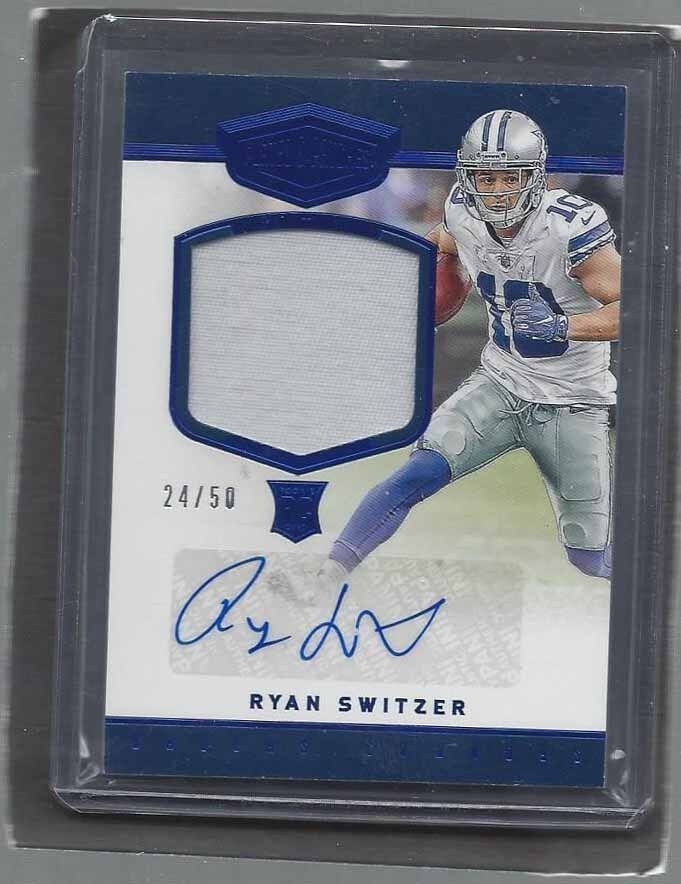 RYAN SWITZER 2017 PANINI PLATES & PATCHES BLUE COWBOYS PATCH AUTO RC #D 24/50