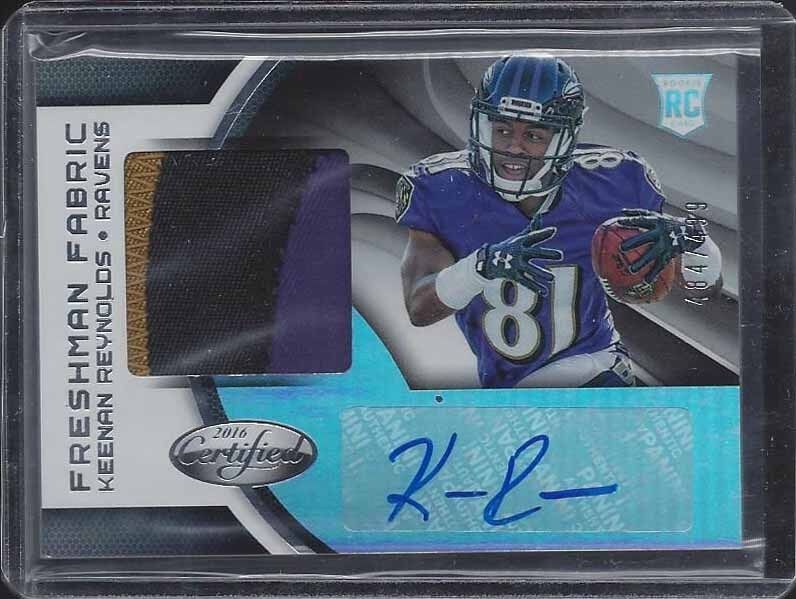 KEENAN REYNOLDS 2016 CERTIFIED FRESHMAN FABRIC 3 COLOR ROOKIE PATCH AUTO RC /499