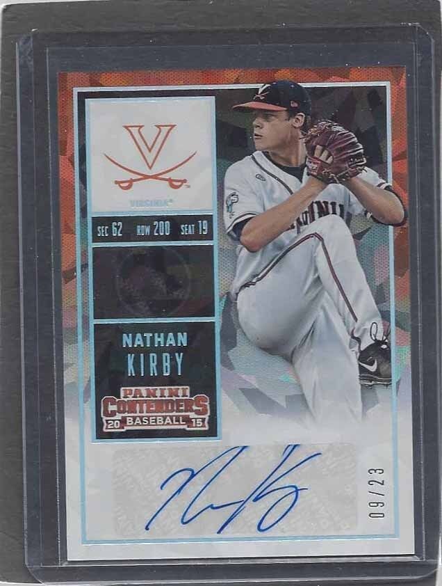 NATHAN KIRBY 2015 CONTENDERS BREWERS PROSPECT CRACKED ICE AUTO #D 9/23