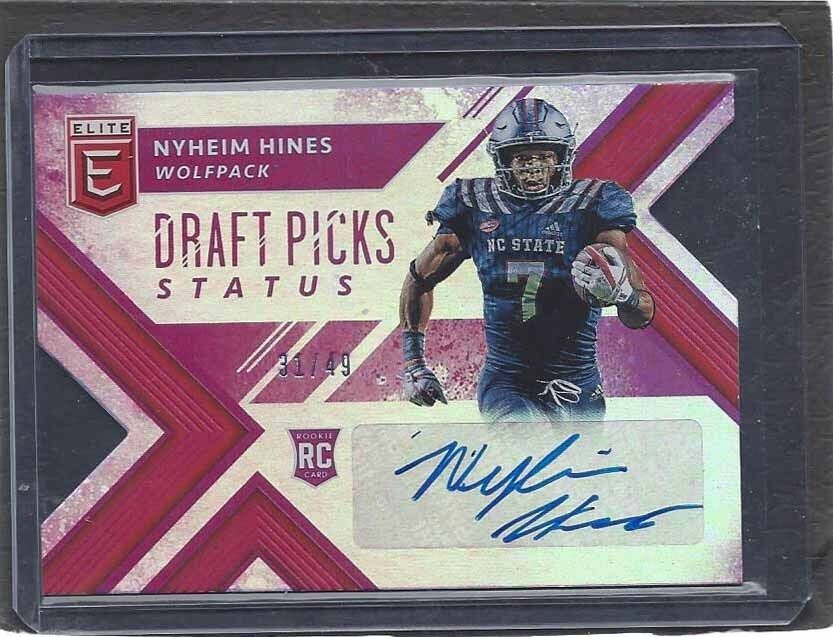 NYHEIM HINES 2018 PANINI ELITE DRAFT PICKS STATUS PURPLE ROOKIE AUTO RC #D 31/49