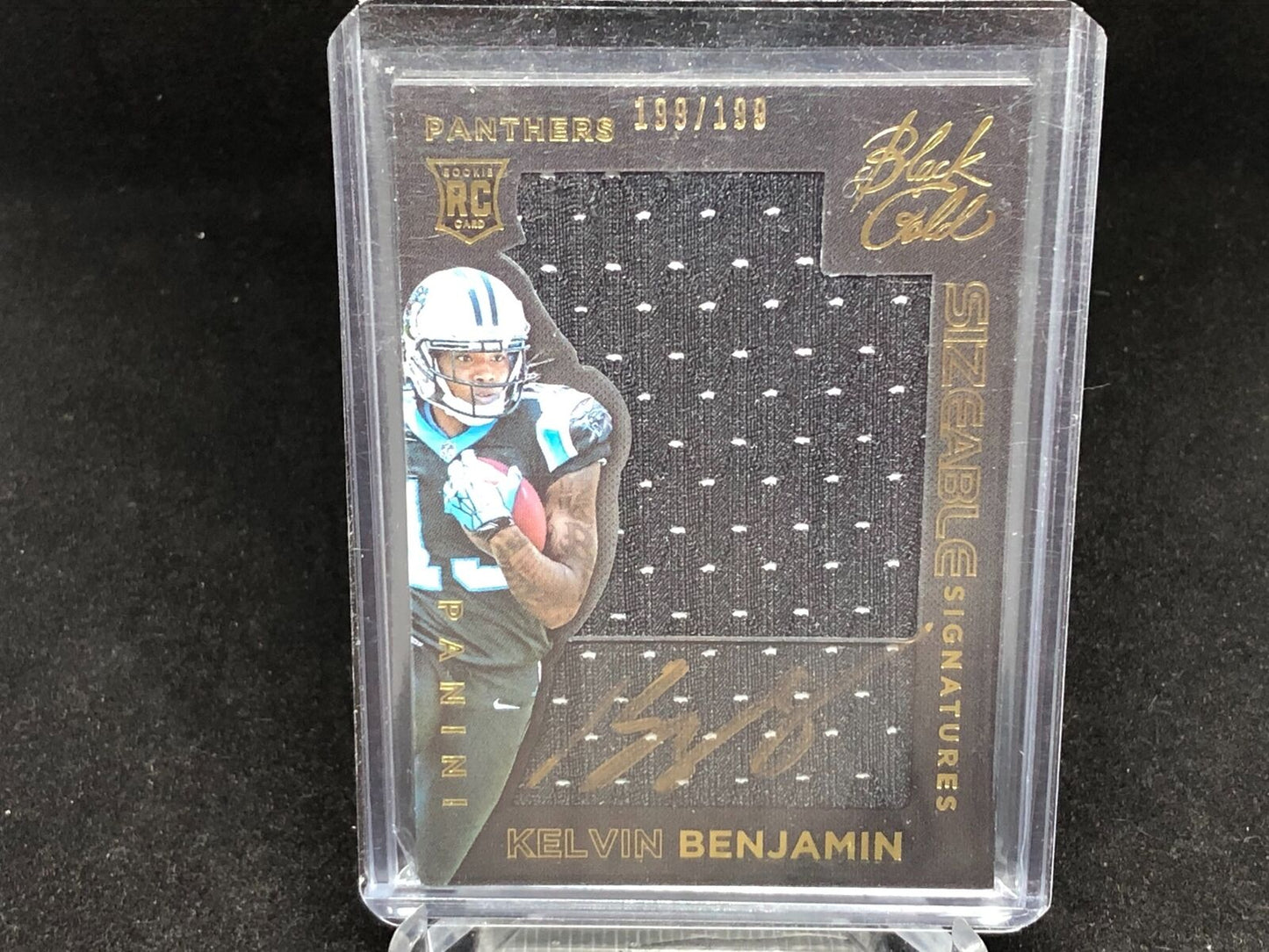 KELVIN BENJAMIN 2014 PANINI BLACK GOLD SIZEABLE JERSEY AUTO RC #D 199/199