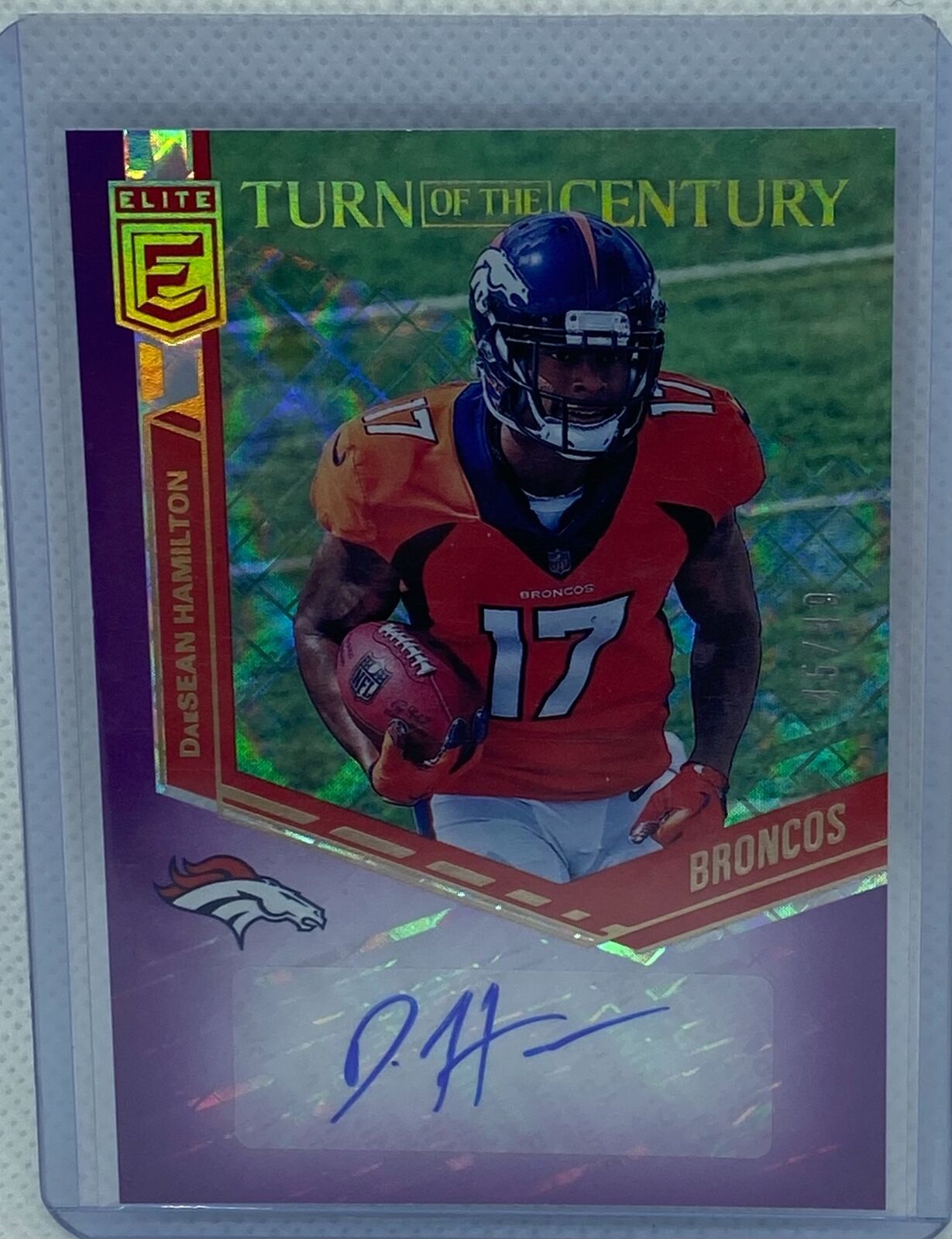 DAESEAN HAMILTON 2018 DONRUSS ELITE TURN OF THE CENTURY PURPLE AUTO RC #D /49