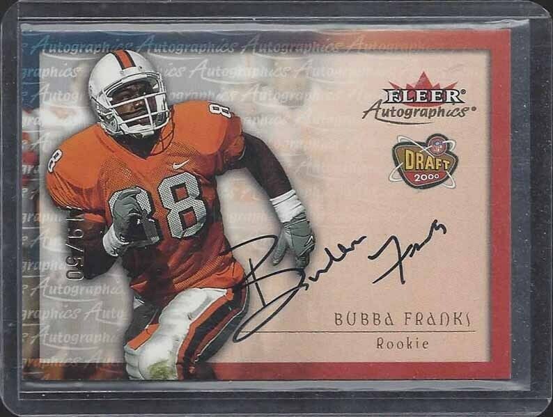 BUBBA FRANKS 2000 SKYBOX AUTOGRAPHICS PACKERSS GOLD ON CARD AUTO RC #D 19/50
