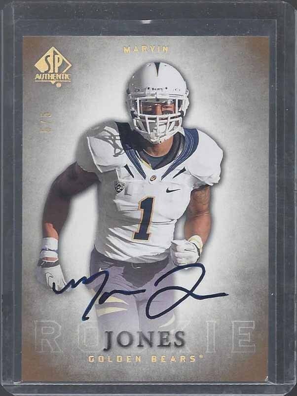 MARVIN JONES 2012 SP AUTHENTIC LIMITED GOLD LIONS ON CARD ROOKIE AUTO RC #D 5/5