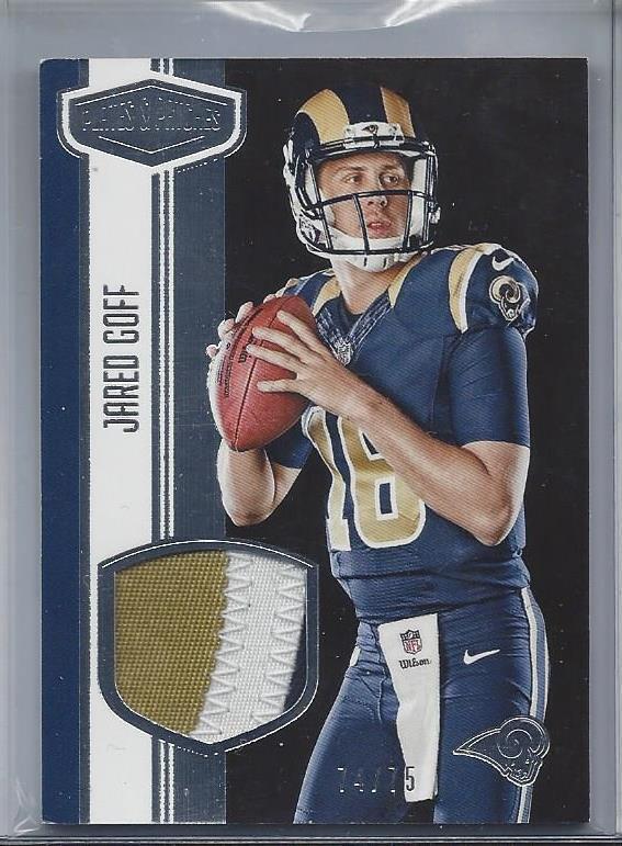 JARED GOFF 2016 PLATES & PATCHES 3 COLOR ROOKIE PATCH RC #D 74/75