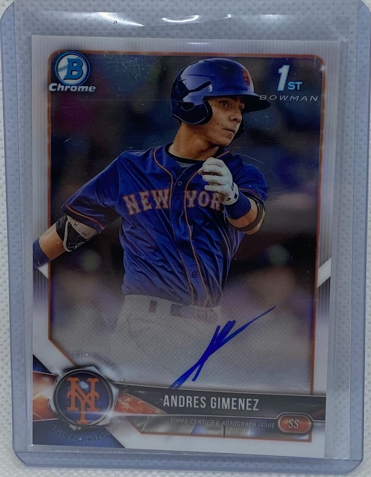ANDRES GIMENEZ 2018 TOPPS 1ST BOWMAN CHROME PROSPECTS ON CARD AUTO #CPA-AG