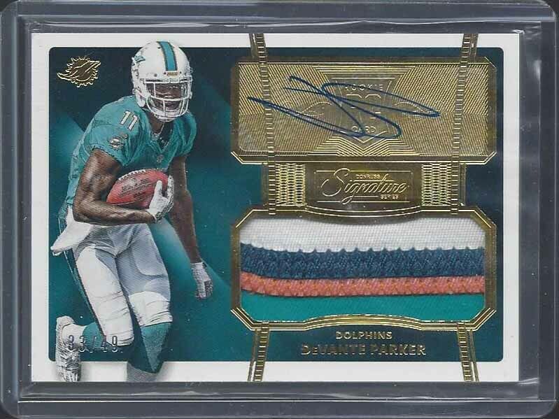 DEVANTE PARKER 2015 DONRUSS SIGNATURE SERIES GOLD RPA 4 COLOR PATCH AUTO RC /49