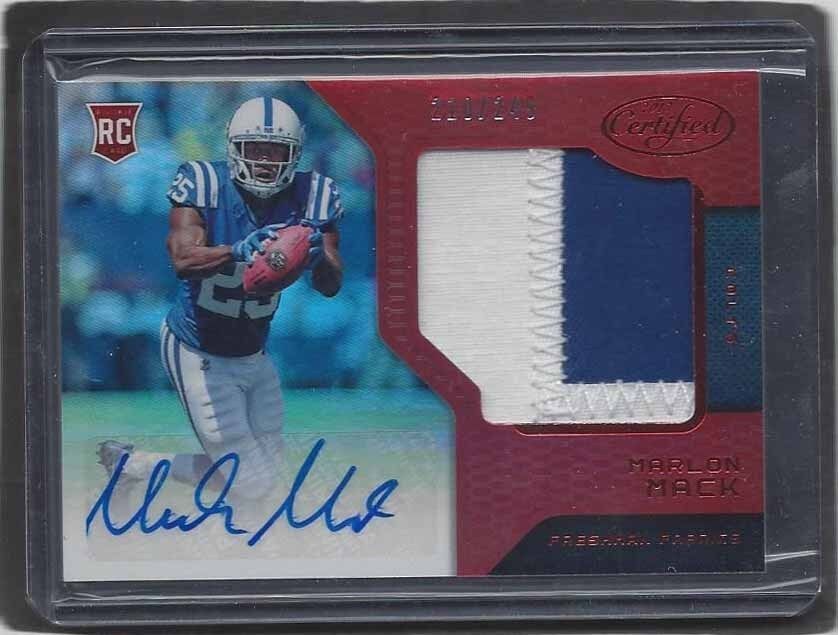 MARLON MACK 2017 PANINI CERTIFIED RED RPA ROOKIE PATCH AUTO RC #D 210/249