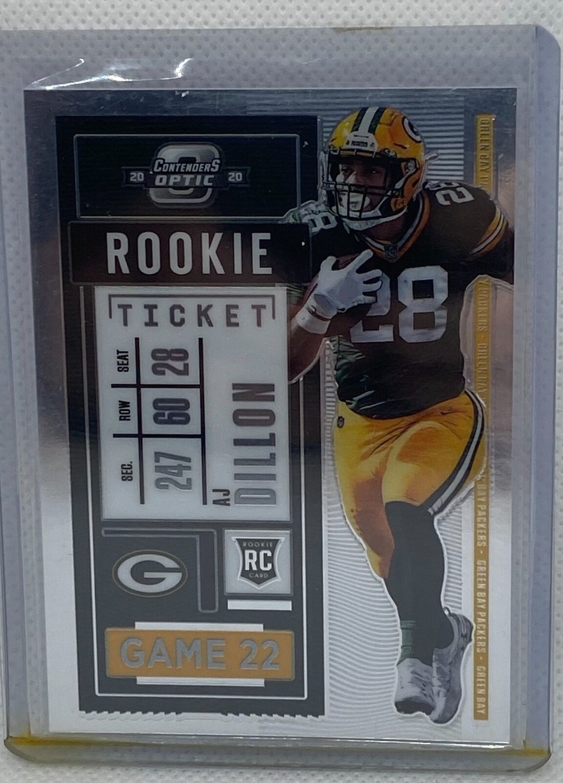 AJ DILLON 2020 PANINI CONTENDERS OPTIC ROOKIE TICKET RC #59