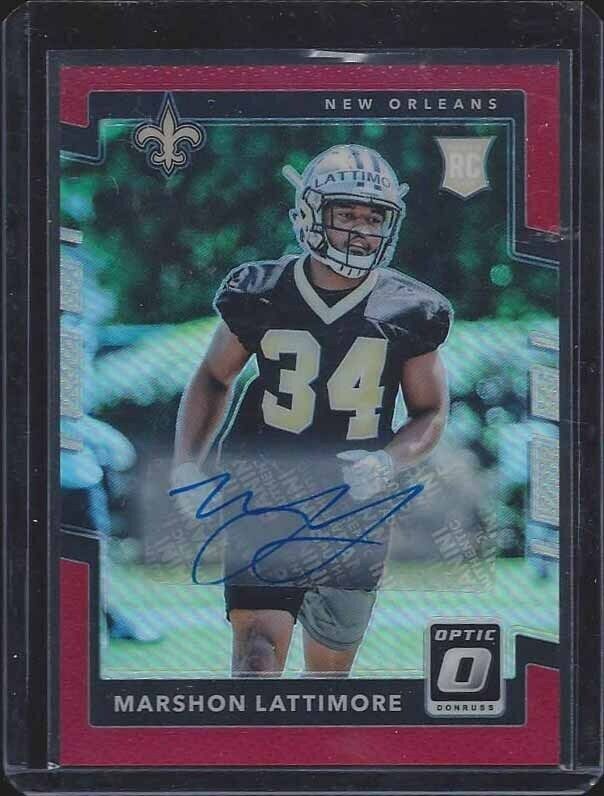 MARSHON LATTIMORE 2017 DONRUSS OPTIC RED HOLO ROOKIE AUTO RC #D 41/50