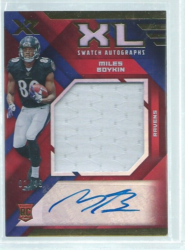MILES BOYKIN 2019 PANINI XR XL SWATCH JUMBO JERSEY AUTO RED RC #D 1/49