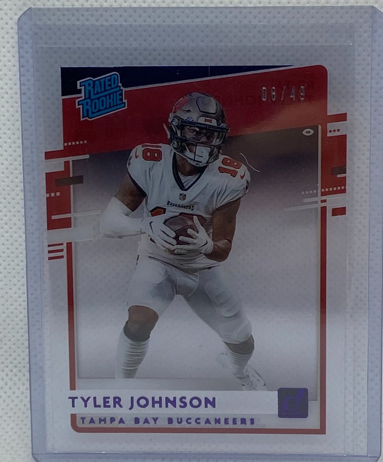 TYLER JOHNSON 2020 CHRONICLES DONRUSS CLEARLY RATED ROOKIE PURPLE RC #D 08/49