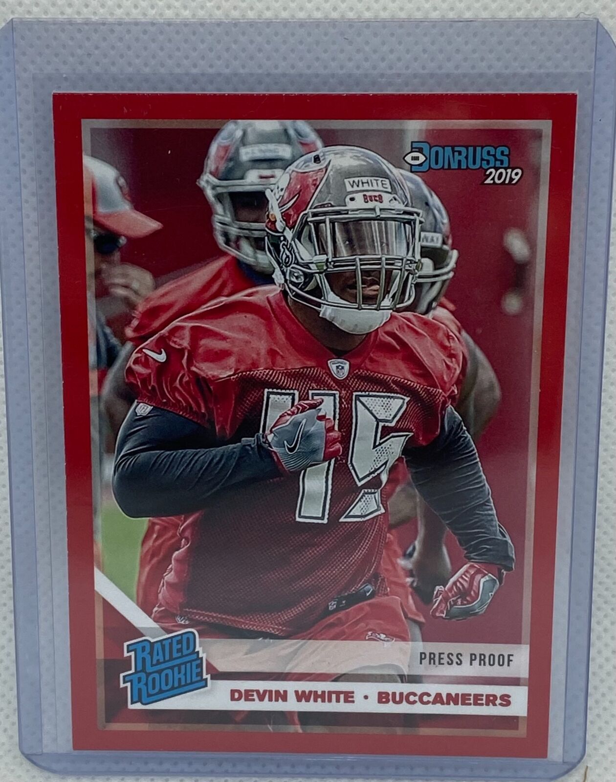 DEVIN WHITE 2019 PANINI DONRUSS RATED ROOKIE PRESS PROOF RED RC #342