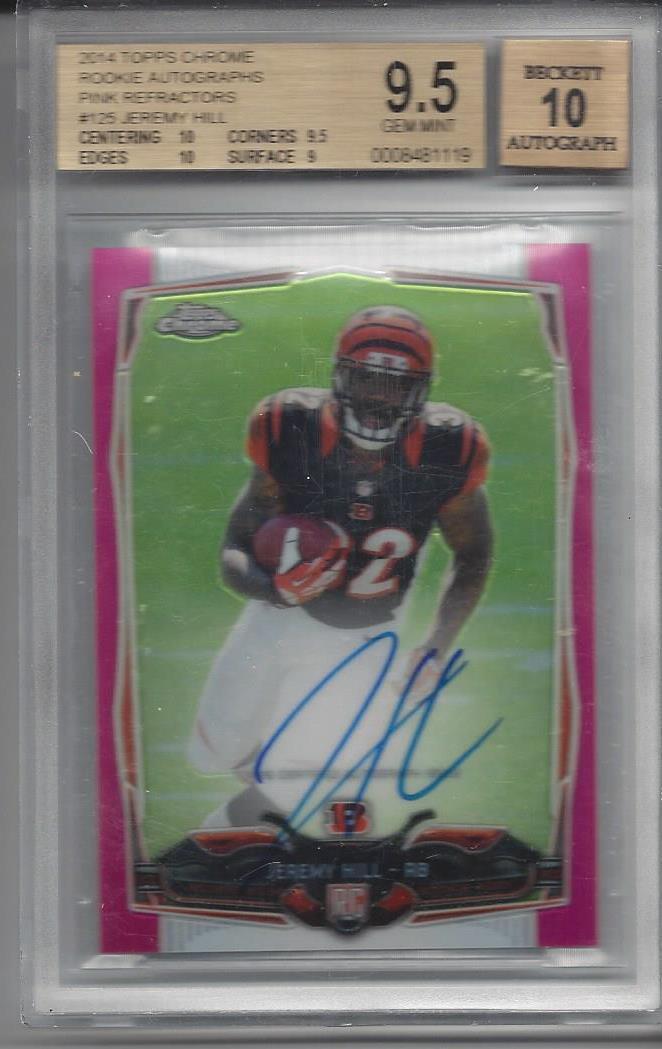 JEREMY HILL 2014 TOPPS CHROME PINK REFRACTOR AUTO RC #D 54/75 BGS 9.5 GEM 10 AU