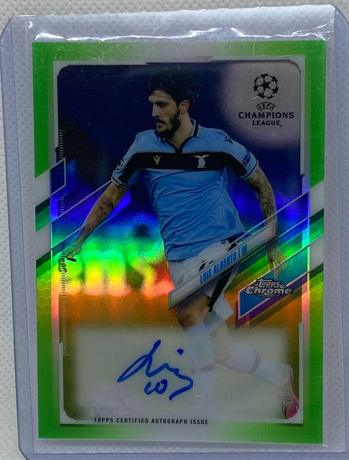LUIS ALBERTO 2020-21 TOPPS CHROME CHAMPIONS NEON GREEN REFRACTOR AUTO #D 34/99
