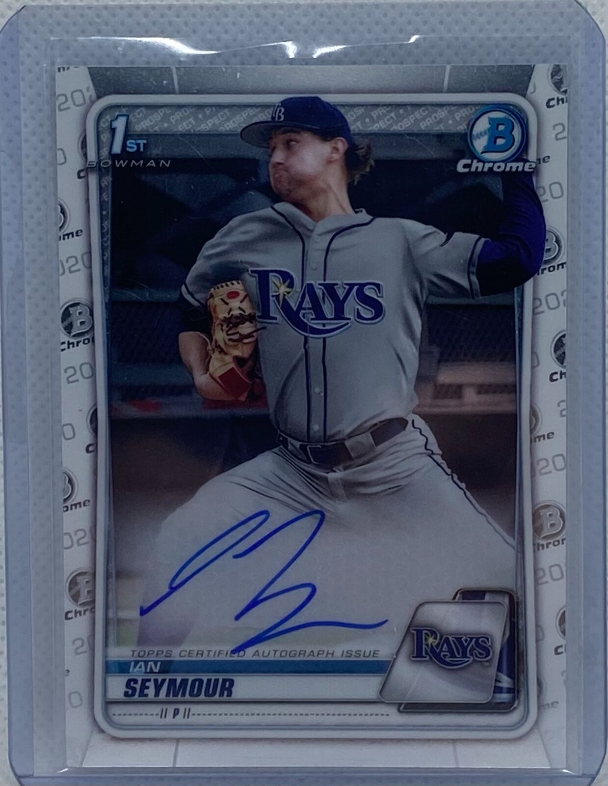 IAN SEYMOUR 2020 TOPPS 1ST BOWMAN CHROME PROSPECTS ON CARD AUTO #CDA-IS