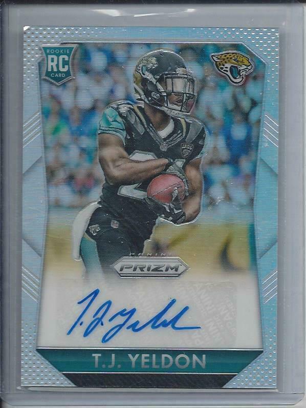 T.J. YELDON 2015 PANINI PRIZM SILVER JACKSONVILLE JAGUARS AUTO RC #D 15/150