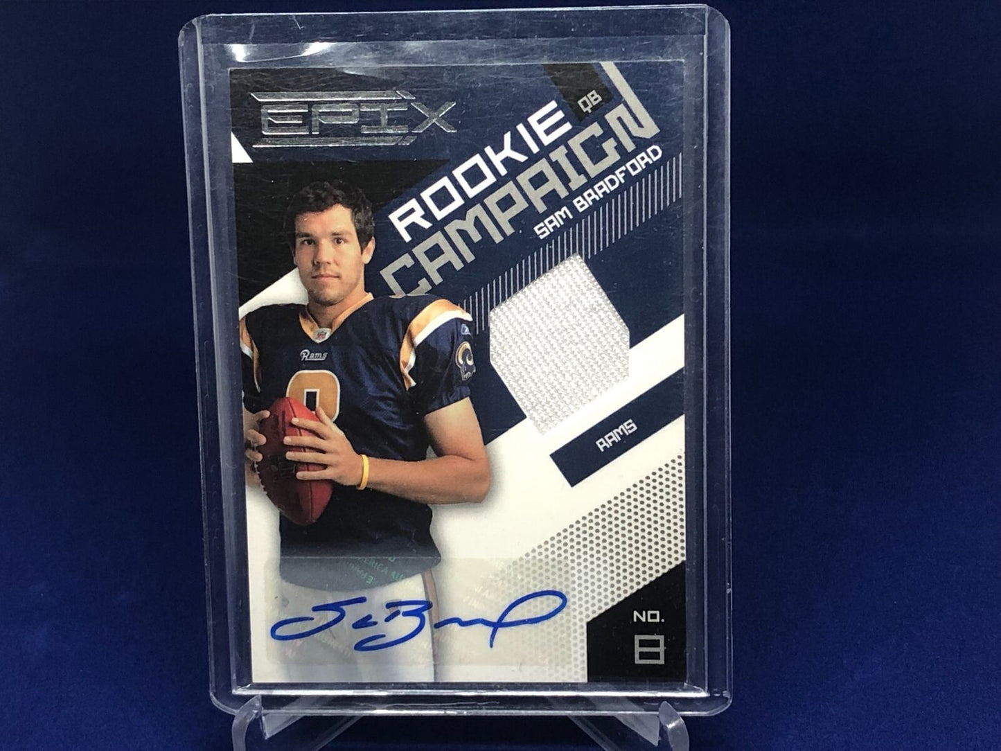 SAM BRADFORD 2010 PANINI EPIX ROOKIE CAMPAIGN RPA JERSEY AUTO RC #D 9/100