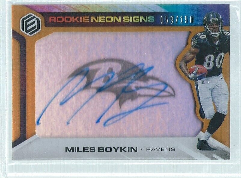 MILES BOYKIN 2019 ELEMENTS ROOKIE NEON SIGNS ON CARD AUTO ORANGE RC #D /150