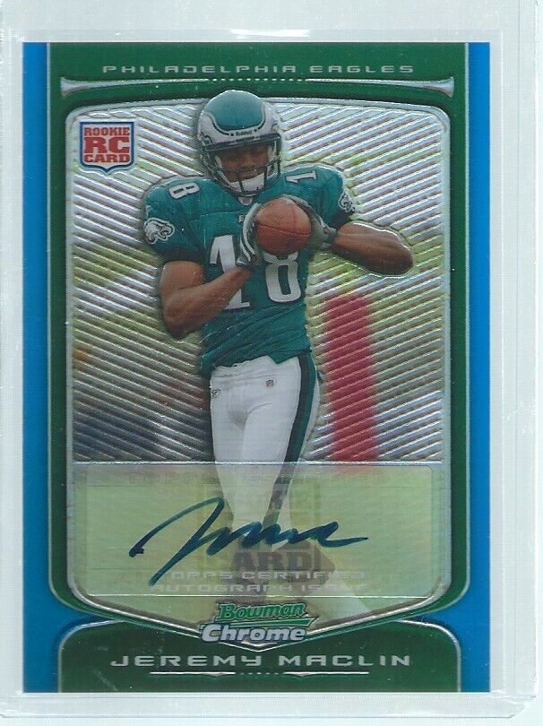 JEREMY MACLIN 2009 BOWMAN CHROME BLUE REFRACTOR AUTO RC #D 9/35
