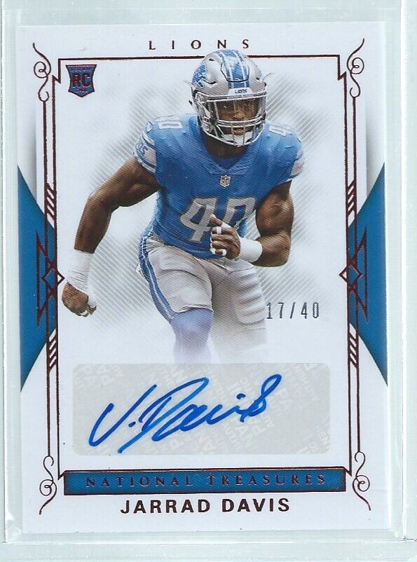 JARRAD DAVIS 2017 PANINI NATIONAL TREASURES AUTO RED RC #D 17/40