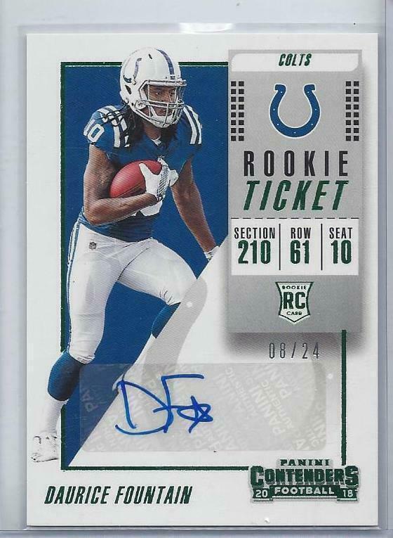 DAURICE FOUNTAIN 2018 CONTENDERS PREVIEW TICKET GREEN ROOKIE AUTO RC #D 8/24