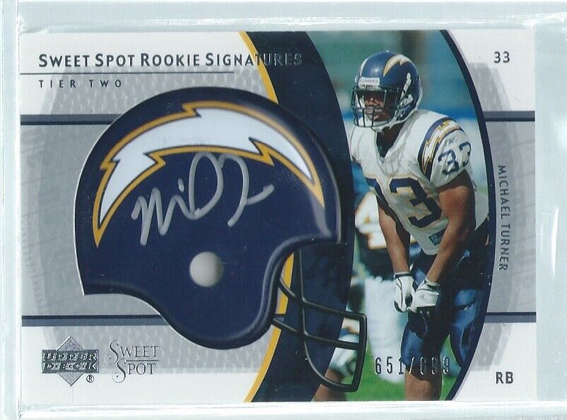 MICHAEL TURNER 2004 UPPER DECK SWEET SPOT ROOKIE TIER TWO AUTO RC #D 651/699