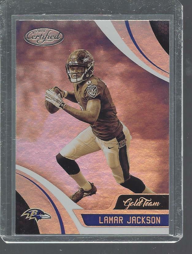 LAMAR JACKSON 2018 CERTIFIED GOLD TEAM RAVENS ROOKIE RC
