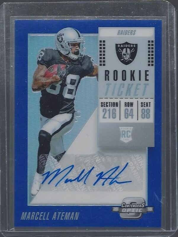 MARCELL ATEMAN 2018 CONTENDERS OPTIC ROOKIE TICKET BLUE HOLO AUTO RC #D 4/25
