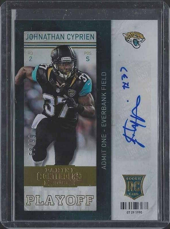 JOHNATHAN CYPRIEN 2013 CONTENDERS PLAYOFF TICKET JAGUARS AUTO RC #D 68/99