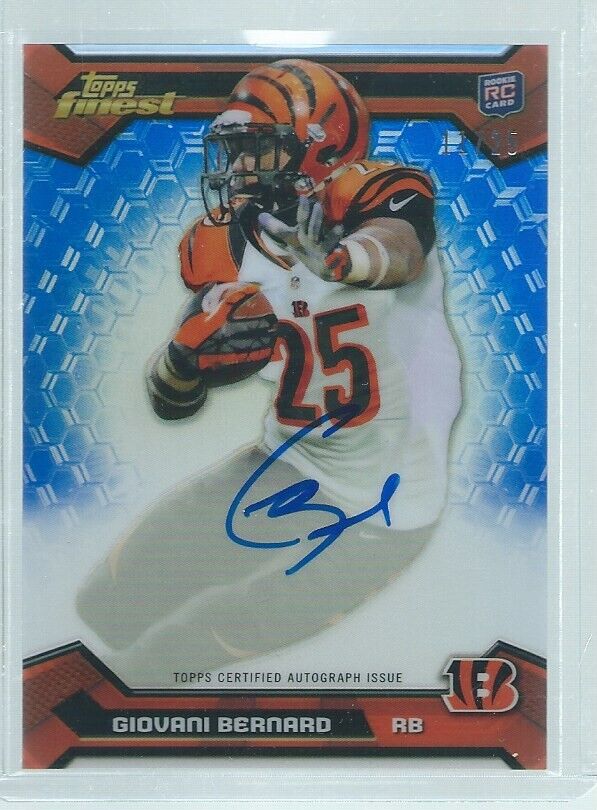 GIOVANI BERNARD 2013 TOPPS FINEST ON-CARD AUTO BLUE REFRACTOR RC #D 11/25