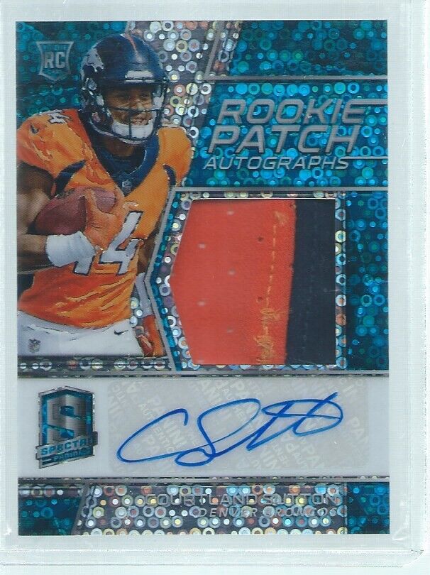 COURTLAND SUTTON 2018 PANINI SPECTRA BLUE PRIZM 2 COLOR PATCH AUTO RC #D 64/75