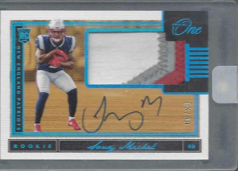 SONY MICHEL 2018 PANINI ONE PLATINUM RPA 4 COLOR PATCH ON CARD AUTO RC #D 3/99