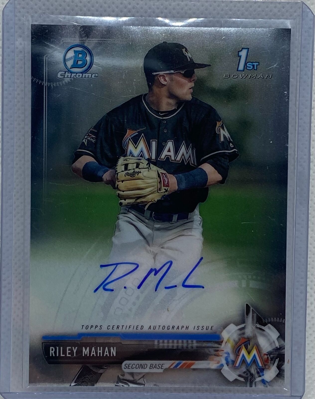 RILEY MAHAN 2017 TOPPS 1ST BOWMAN CHROME PROSPECTS ON CARD AUTO #CDA-RM