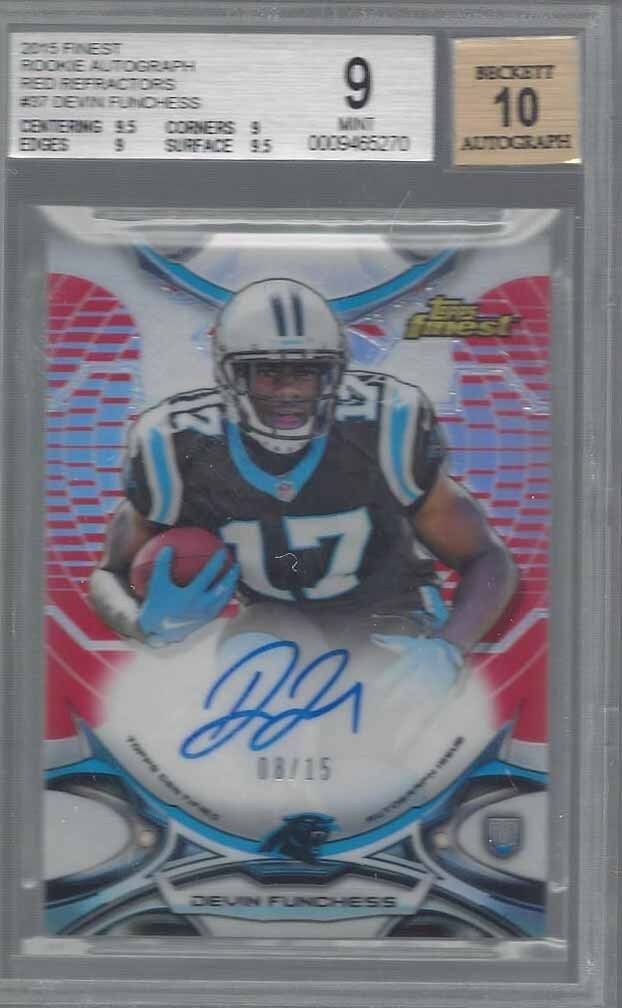 DEVIN FUNCHESS 2015 FINEST RED REFRACTOR ON CARD AUTO RC /15 BGS 9 w 10 AU POP 1