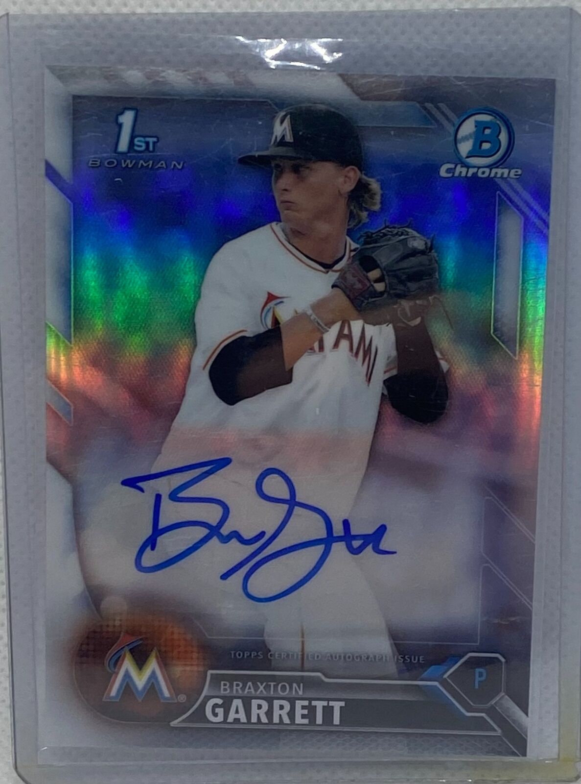 BRAXTON GARRETT 2016 TOPPS 1ST BOWMAN CHROME PROSPECTS REFRACTOR AUTO #D 418/499