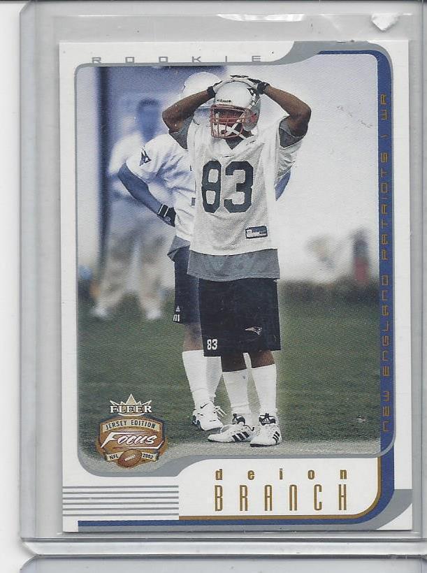 DEION BRANCH 2002 FLEER FOCUS CENTURY JERSEY NUMBERS PATRIOTS ROOKIE RC #D /183